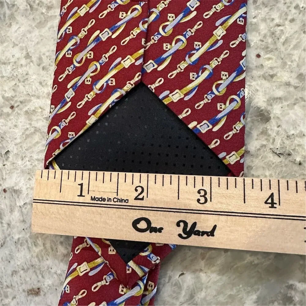 Venezia Men's Red‎ Equestrian style Silk Tie Classic Length 59” x 3.5” - Picture 7 of 8